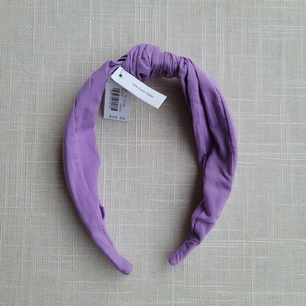 New! J Crew Purple Knotted Turban Cotton Headband NWT M1320